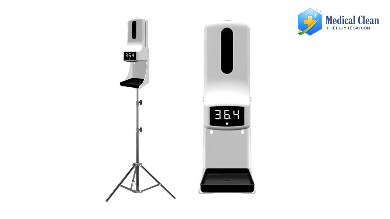 máy đo thân nhiệt kế hợp sát khuẩn tự động