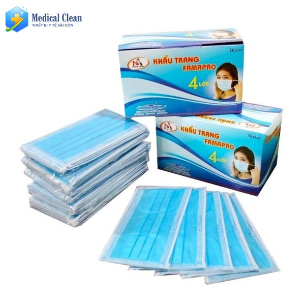 1 HỘP (50 CÁI) - Khẩu trang y tế 4 lớp kháng khuẩn FAMAPRO