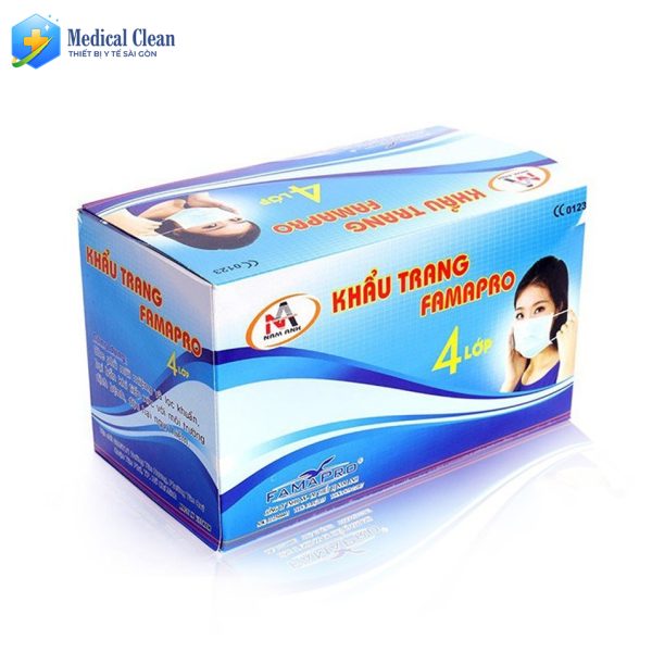 1 HỘP (50 CÁI) - Khẩu trang y tế 4 lớp kháng khuẩn FAMAPRO