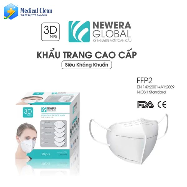 1 HỘP (20 CÁI) - Khẩu trang y tế N95 NEWERA GLOBAL không van