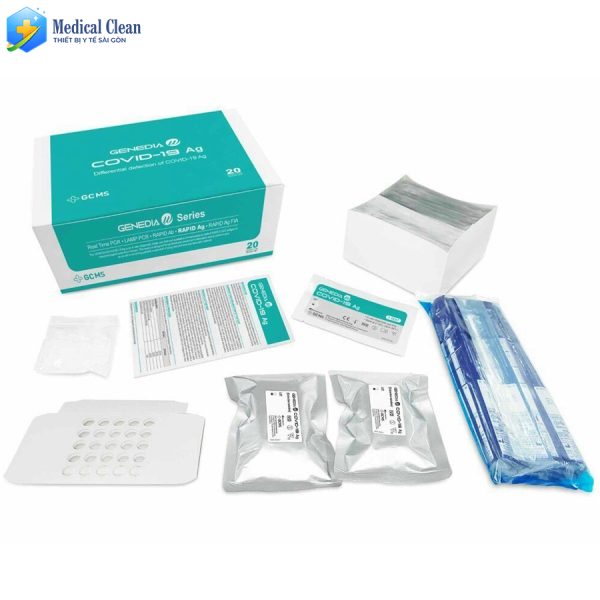 1 HỘP (20 BỘ) – Kit test nhanh dịch mũi họng Genedia W (Hàn Quốc)